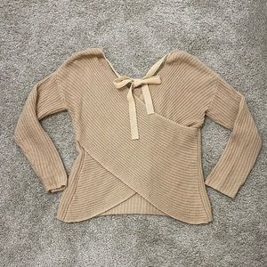 Charlotte Russe Pink Wrap Velvet Bow Tie Sweater